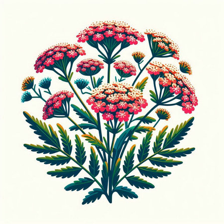 Achillea millefolium. Illustration in vector format