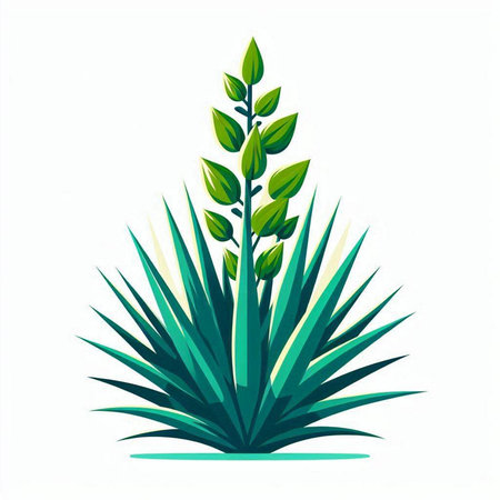 Illustration of a green agave plant isolated on a white backgroundのイラスト素材