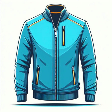 Men's sport jacket. Vector illustration of a blue jacket with a hood.のイラスト素材