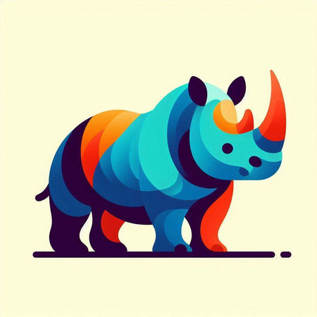 Rhinoceros colorful vector illustration. Cute animal icon.のイラスト素材