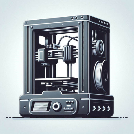 3d printer isolated on white background. 3d render illustration.