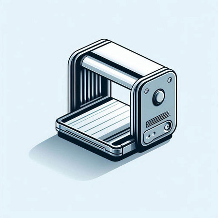 Isometric 3d printer icon. Vector illustration of printing machine.