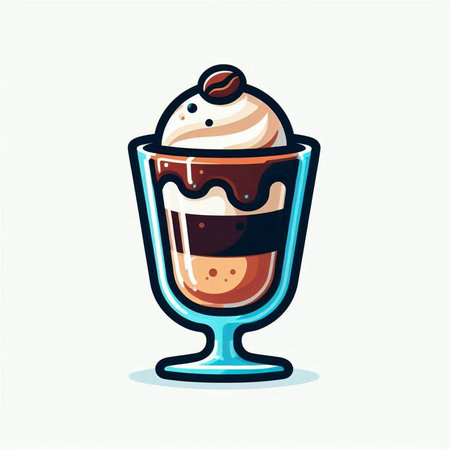 Coffee cup with whipped cream and chocolate. Vector illustration.