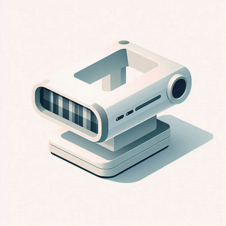 3D isometric image of a video camera. Vector illustration.