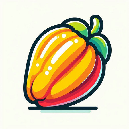 Illustration of a sweet bell pepper isolated on a white background.