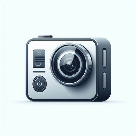 Digital camera icon on a white background. 3d render illustration.のイラスト素材