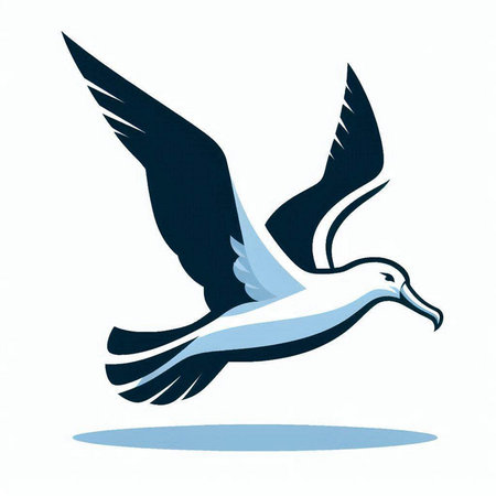 Flying seagull isolated on a white background. Vector illustration.のイラスト素材