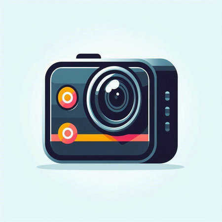 Camera icon. Vector illustration of a camera. Flat design style.のイラスト素材
