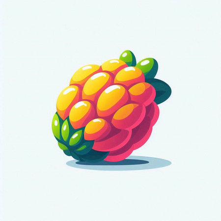 Illustration of a ripe raspberry on a white background, vector illustrationのイラスト素材