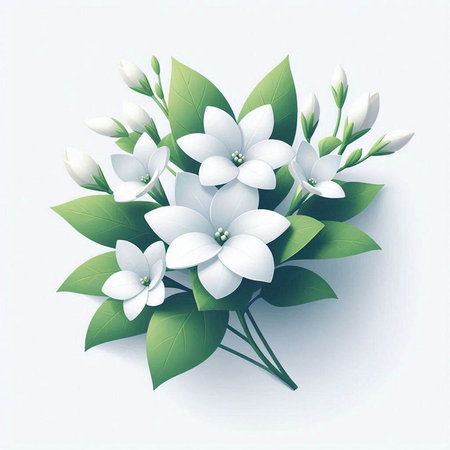 Bouquet of white flowers on a white background. Vector illustration.のイラスト素材