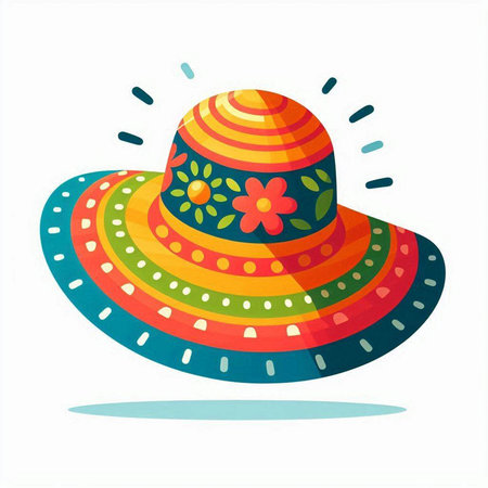 Mexican sombrero hat. Vector illustration isolated on white background.のイラスト素材
