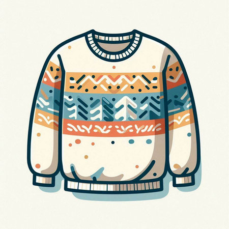 Winter sweater. Hand drawn vector illustration in scandinavian style.