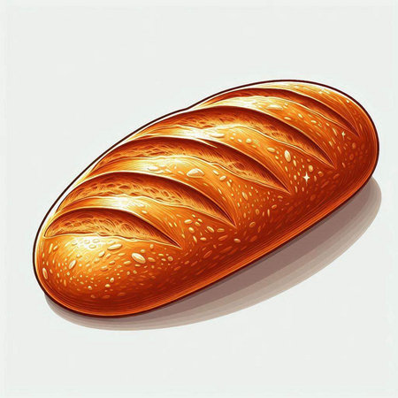 Illustration of a fresh baked loaf of bread on a white background