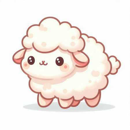 Cute cartoon sheep isolated on a white background. Vector illustration.のイラスト素材