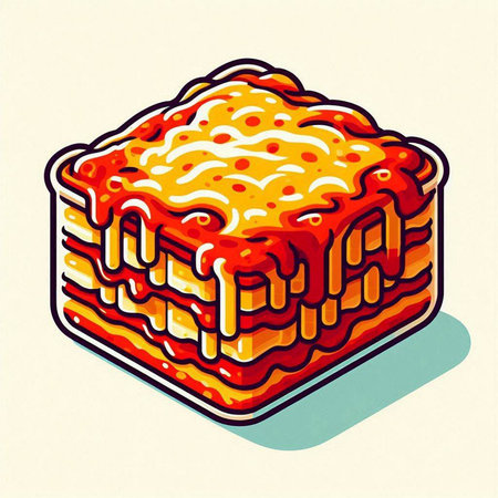 Illustration of a bread with butter on a beige background.