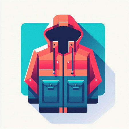 Winter jacket icon, vector illustration. Flat design style with long shadowのイラスト素材
