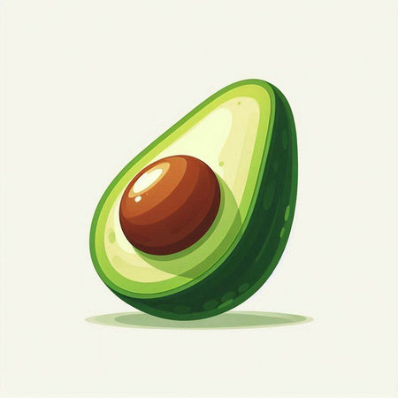 Avocado fruit vector illustration. Isolated on a white background.のイラスト素材