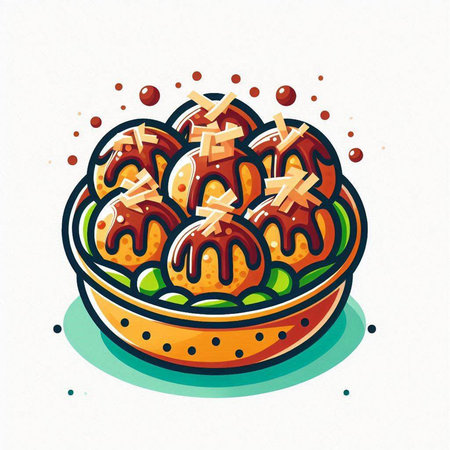 Takoyaki, japanese traditional food vector illustration.のイラスト素材