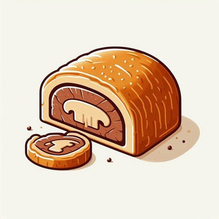 Illustration of a slice of bread and a piece of bread.のイラスト素材
