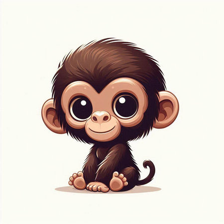 Cute cartoon monkey isolated on a white background. Vector illustration.
