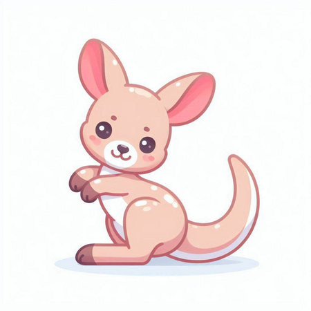 Kangaroo cartoon character. Cute kangaroo vector illustrationのイラスト素材