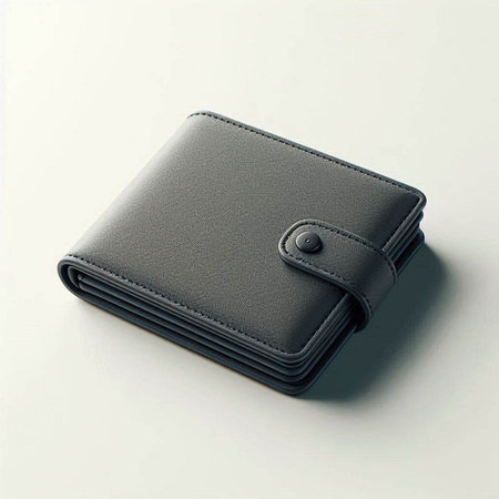 Black leather wallet isolated on white background. Clipping path included.