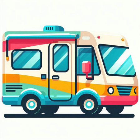 Camper car. Cartoon illustration of camper car vector icon for web designのイラスト素材