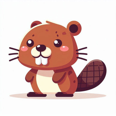 Cute cartoon beaver. Vector illustration isolated on white background.のイラスト素材