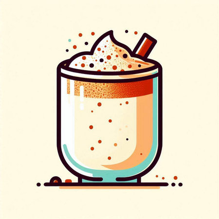 Coffee with whipped cream in a glass, vector illustration.のイラスト素材