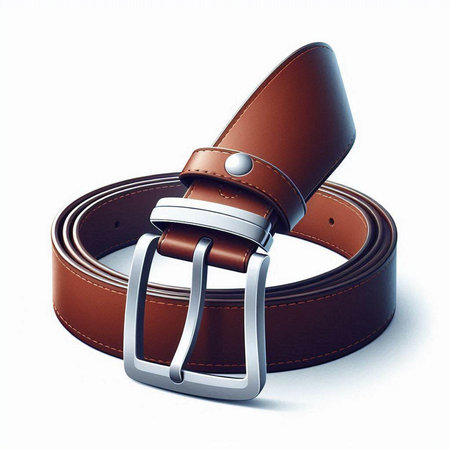 Leather belt isolated on white background. 3d render. Clipping path included