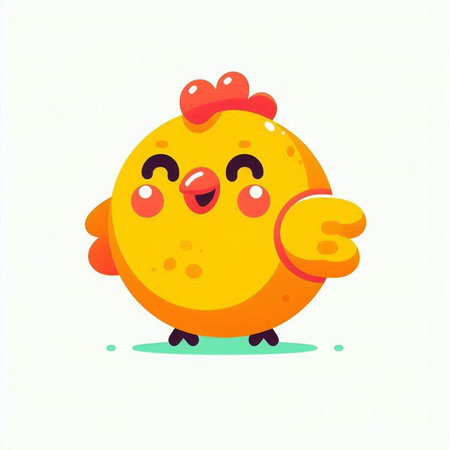 Cute cartoon chicken character. Vector illustration isolated on white background.のイラスト素材