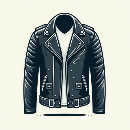 Vector illustration of a man's jacket in black and white colors.のイラスト素材