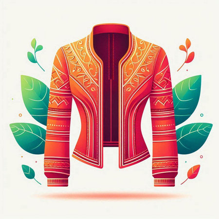 Vector illustration of a man's jacket with ethnic ornaments.のイラスト素材