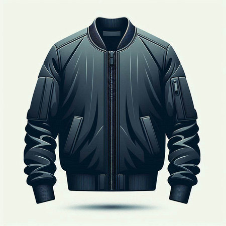 Men's black jacket with a hood on a light background. Vector illustrationのイラスト素材