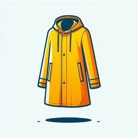 Yellow raincoat. Vector illustration. Isolated on white background.のイラスト素材