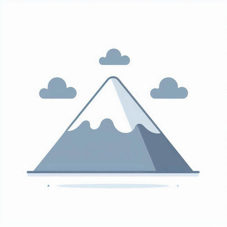 Mountain with clouds on a white background. Vector illustration in flat style.のイラスト素材