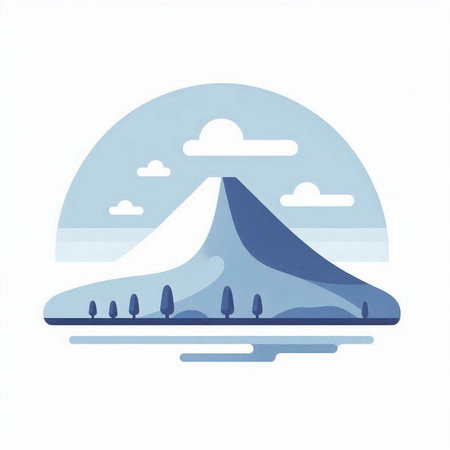 Illustration of the mountain on a white background. Vector illustration.のイラスト素材