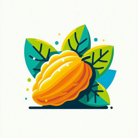 Pumpkin with leaves. Vector illustration in flat cartoon style.のイラスト素材