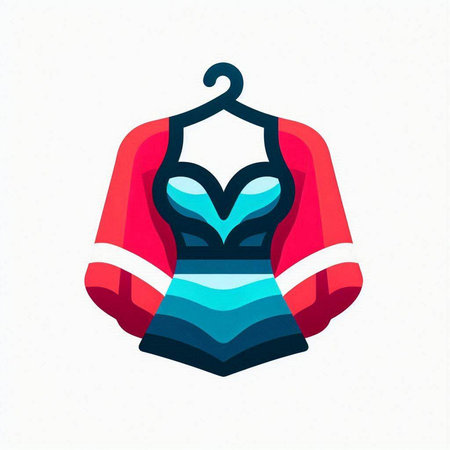 Women's swimsuit with a red and blue pattern. Vector illustration.のイラスト素材