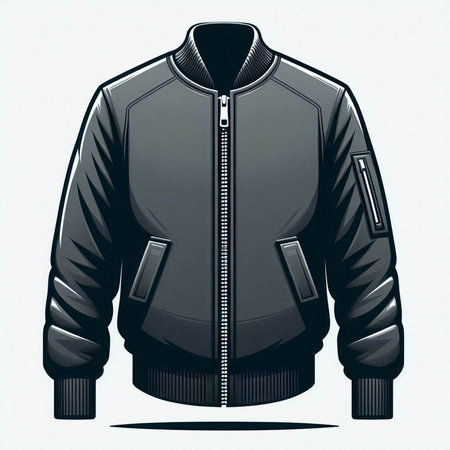 Men's leather jacket on a white background. Vector illustration of a black jacket.のイラスト素材