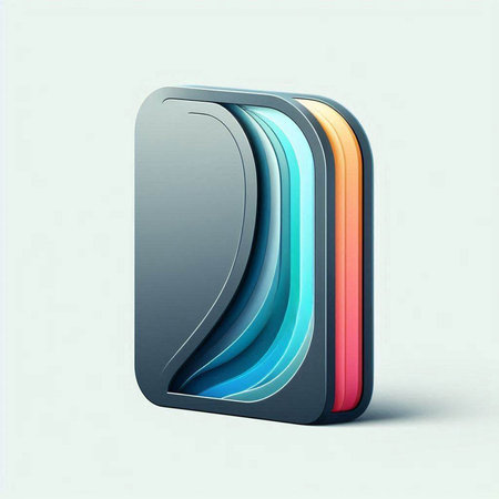 3d glossy web icon, blue and orange color, vector illustrationのイラスト素材