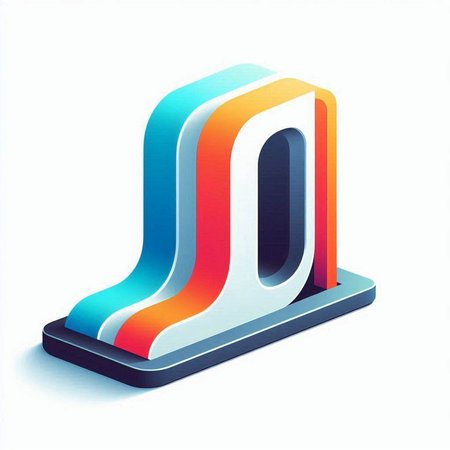 3d isometric letter O in blue, orange and red colorsのイラスト素材
