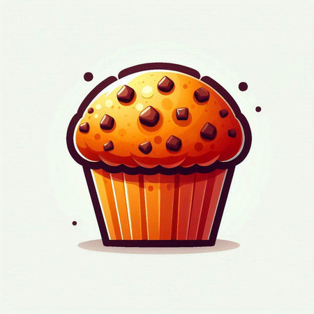 Cupcake with chocolate on a white background. Vector illustration.のイラスト素材