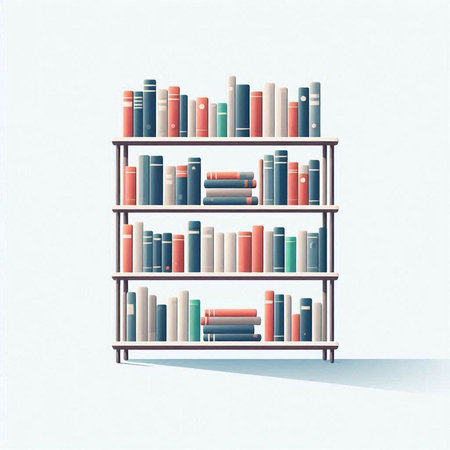 Bookshelf with books on a white background. Vector illustration.のイラスト素材