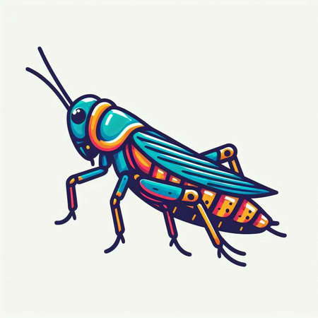 Colorful grasshopper isolated on white background. Vector illustration.のイラスト素材