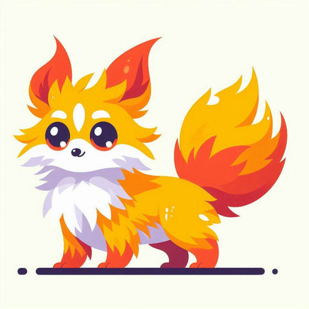 Cute cartoon fox. Vector illustration isolated on a white background.のイラスト素材