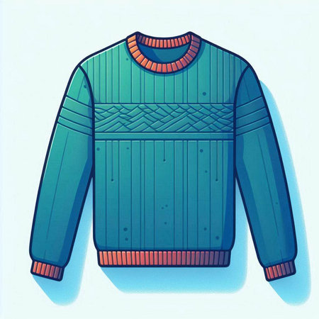 Illustration of a warm sweater on a white background in retro styleのイラスト素材