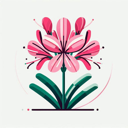Beautiful pink lily flower on white background. Vector illustration.のイラスト素材