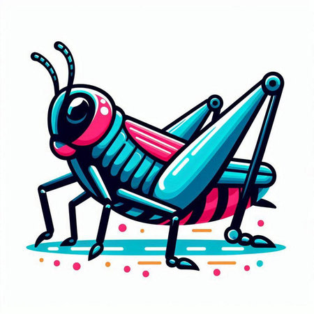 Illustration of a grasshopper on a white background - vectorのイラスト素材