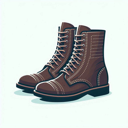 Vector illustration of a pair of brown boots. Isolated on white background.のイラスト素材